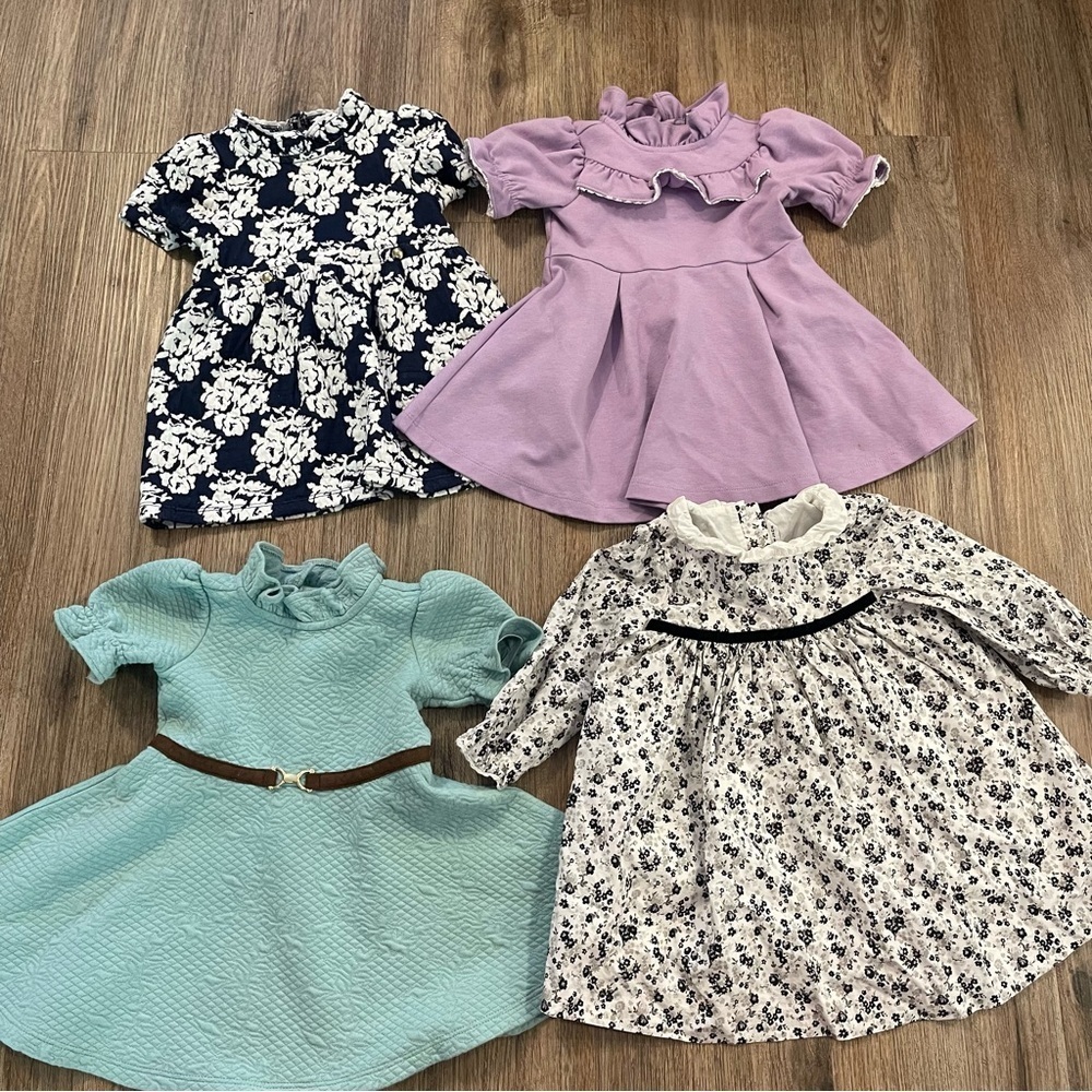 Janie And Jack Dress Baby Girl 12-18 Months Bundle Of 4 Classic Preppy Ruffles